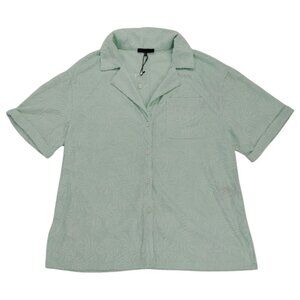 Jaclyn Smith Womens Light Green Button-Up Short Sleeve Shirt XL Polyester, NWOT